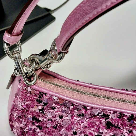 NWT AUTHENTIC Coach Teri Leather Purple Sequined Shoulder Bag - Picture 10 of 12